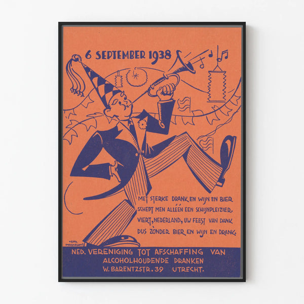 Vintage poster 1938 festive sobriety by Henk Doornekamp