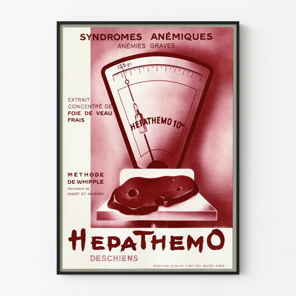 Vintage Medical Poster Hepathemo Severe Anemias