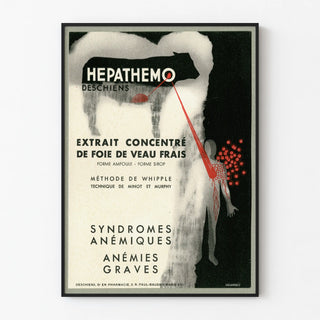 Vintage Hepathemo poster with concentrated extract of fresh calf liver