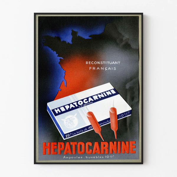 Vintage poster HEPATOCARNINE - Retro medical wall decoration