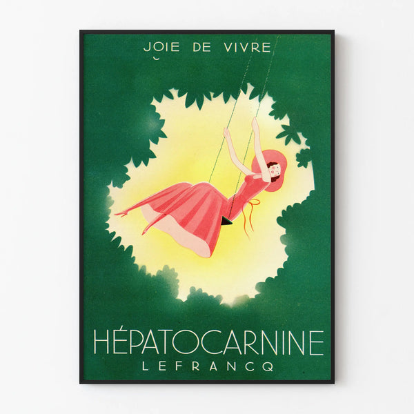 Vintage decorative wall poster Hepatocarnine Joy of Living