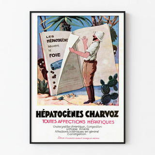 Vintage poster Hepatogens Charvoz for all liver conditions