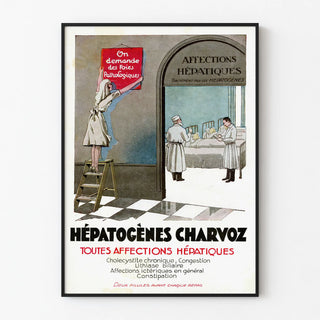 Vintage advertising poster Hepatogens Charvoz for liver ailments