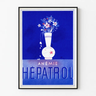 Vintage Poster Hepatrol Anemia in Blue and Pink