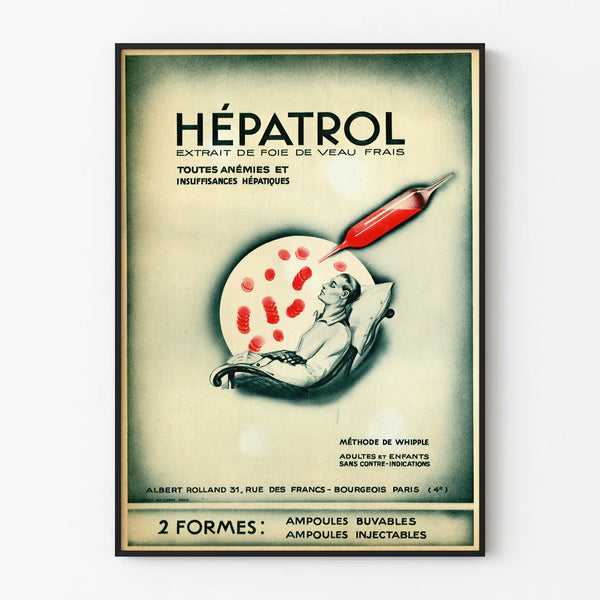 Vintage Hépatrol advertising poster - Retro health wall decoration