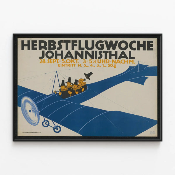 Vintage Poster Herbstflugwoche Johannisthal - Wall Decoration Aviation — framed artwork on a wall