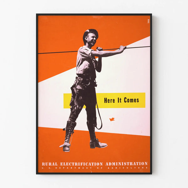 Vintage Poster Here It Comes - Rural Electrification Wall Decoration