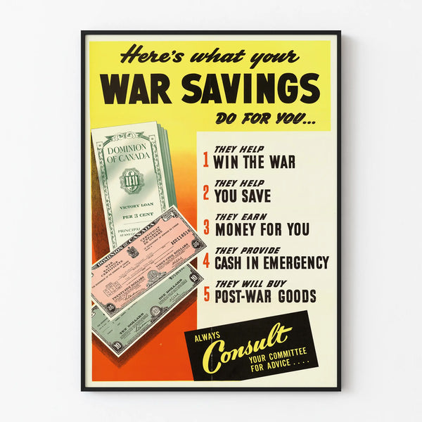 Vintage Canadian Army Poster War Savings