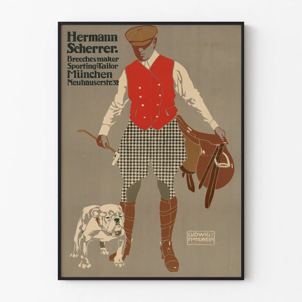 Vintage Poster Hermann Scherrer Sports Tailor in Munich