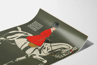 Vintage poster of a horse and rider in a red coat
