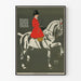 Vintage poster of a horse and rider in a red coat