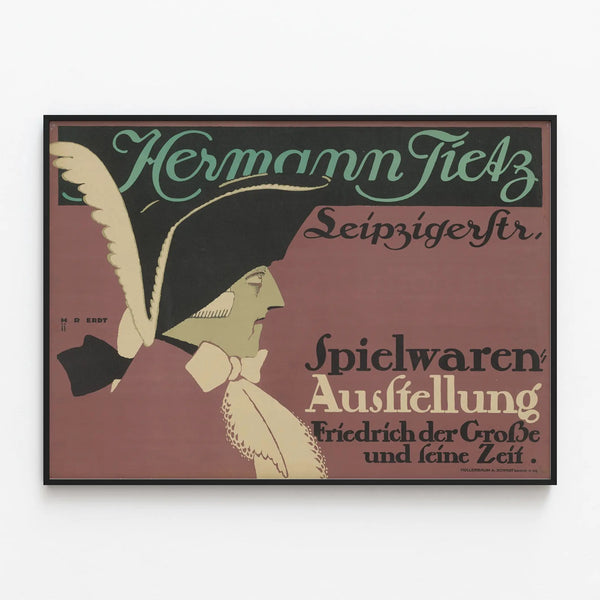 Vintage Poster Friedrich the Great - Historical Wall Decoration — framed artwork on a wall