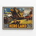 Vintage Hero Land Poster Military and War Decor — framed artwork on a wall