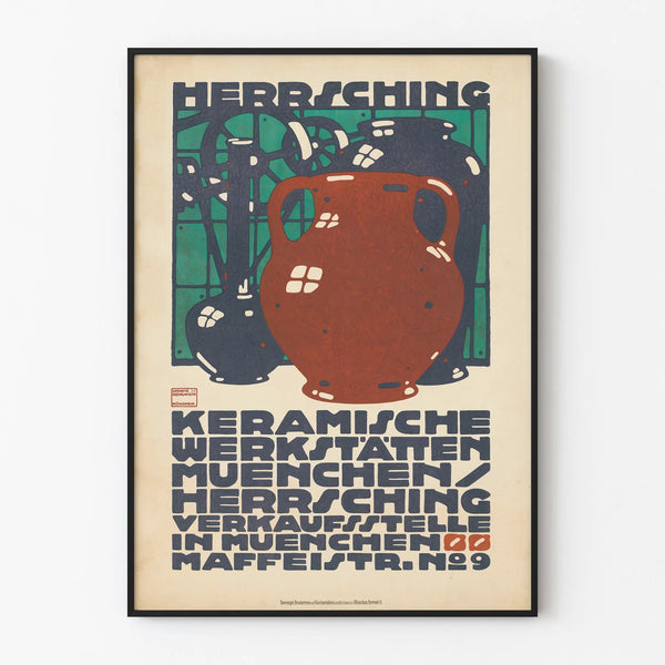 Decorative poster Keramische Werkstätten München Herrsching with stylized pottery