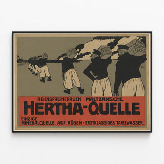 Vintage Advertising Poster Hertha-Quelle Mineral Water Source — framed artwork on a wall