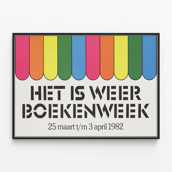 Vintage Boekenweek Poster 1982 - Colorful Wall Decoration — framed artwork on a wall