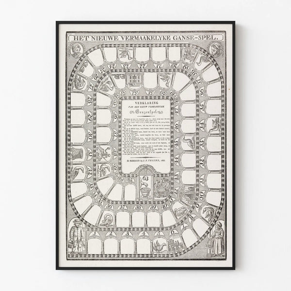 Vintage Goose Game Poster 'Het Nieuwe Vermaakelyke Ganse-Spel' 1835