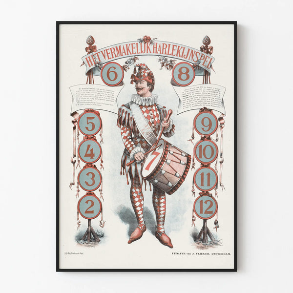 Vintage Harlequin Poster and Number Game