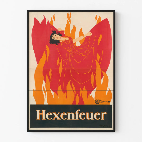 Vintage Poster Hexenfeuer Wall Decoration Fire and Dancer
