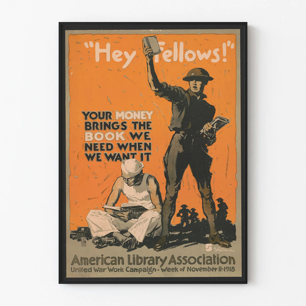 Vintage American campaign poster - Support for soldiers' books 1918