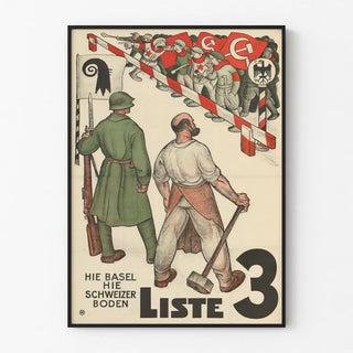 Vintage Swiss Political Poster List 3 Hie Basel Hie Swiss Land