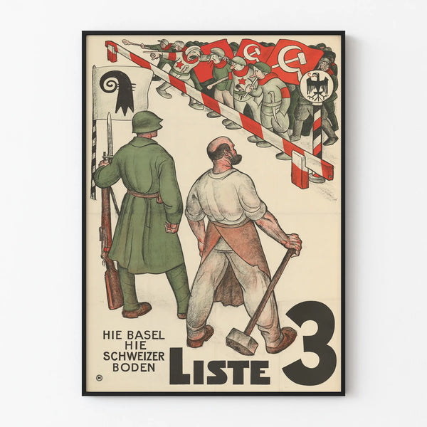 Vintage Swiss Political Poster List 3 Hie Basel Hie Swiss Land