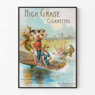Vintage Poster High Grade Cigarettes - Seaside Scene Ontario Beach Rochester