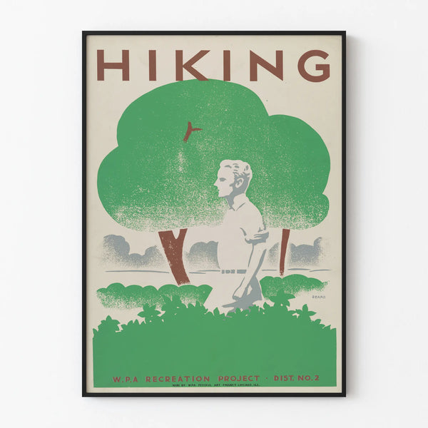 Vintage Hiking Poster - Nature and Hiking Wall Decoration