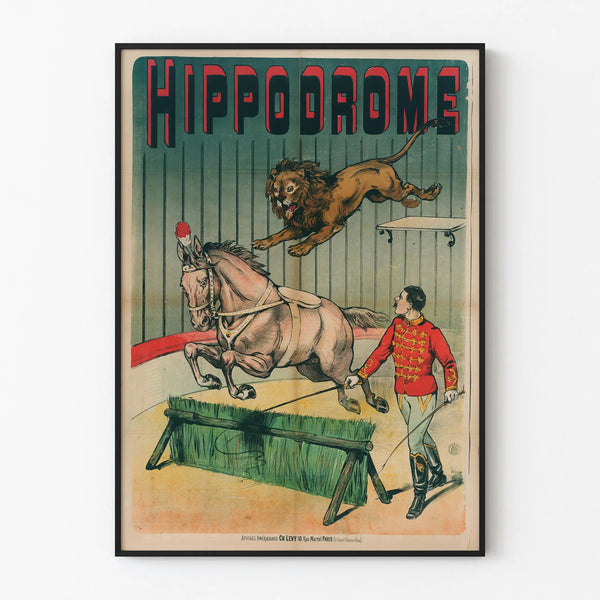 Vintage Poster Hippodrome: Horse, Lion, and Tamer