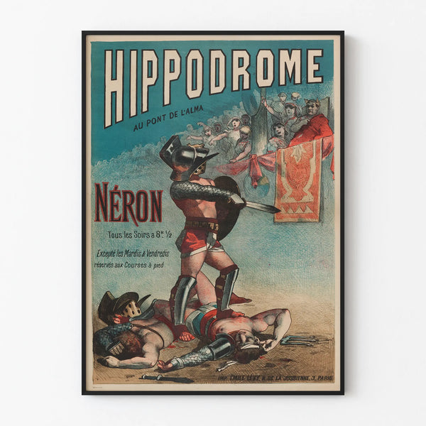 Vintage poster of the Hippodrome at the Pont de l'Alma - Néron gladiator