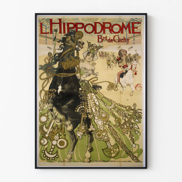 Vintage poster of the Hippodrome on Boulevard de Clichy for wall decoration