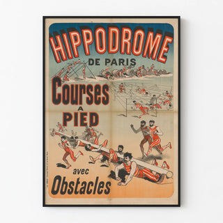 Vintage Poster of the Paris Hippodrome - Foot Races with Obstacles