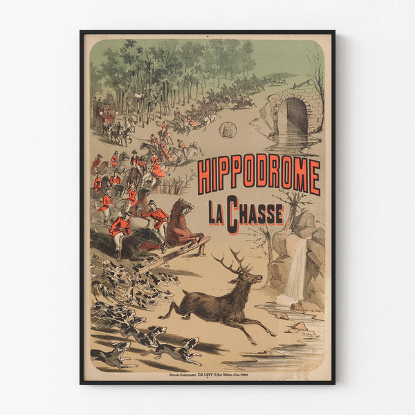 Vintage Poster Hippodrome La Chasse - Equestrian Wall Decoration