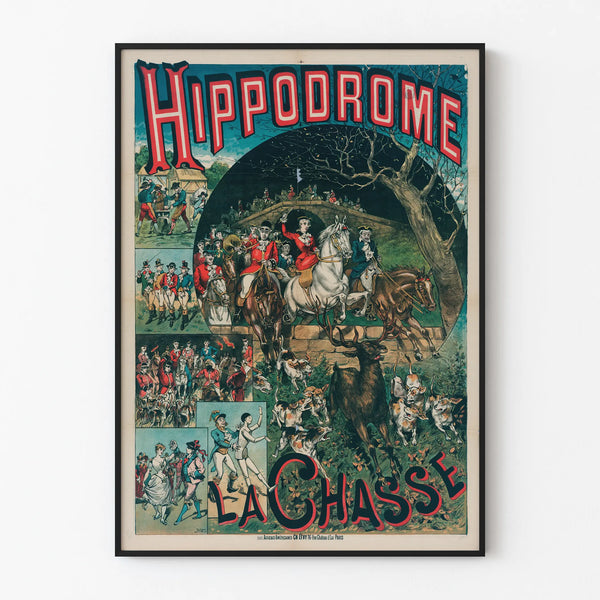 Vintage poster Hippodrome La Chasse for wall decoration