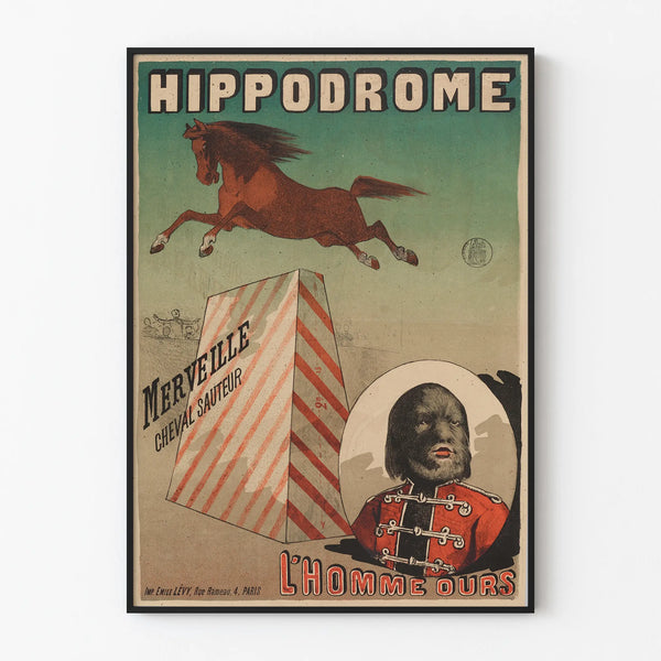 Hippodrome Poster Wonder Jumping Horse and Man Bear