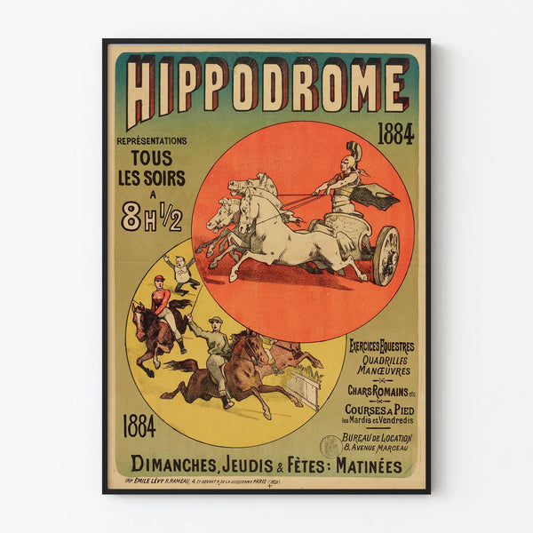 Vintage Hippodrome Poster 1884 - Equestrian Wall Decoration