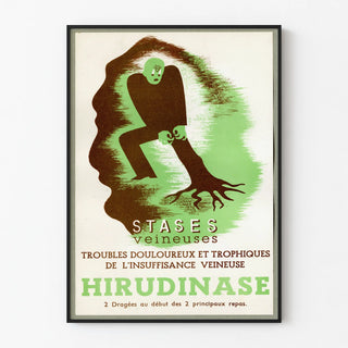 Vintage poster of Hirudinase for venous disorders
