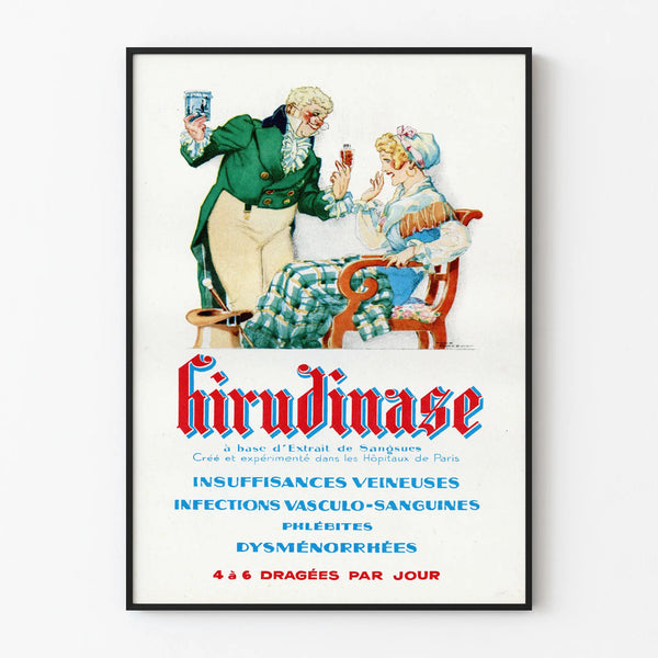 Vintage Poster Hirudinase - Retro Medical Wall Decoration