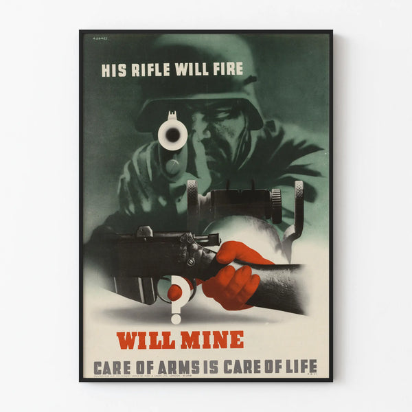 Vintage safety awareness poster for firearms