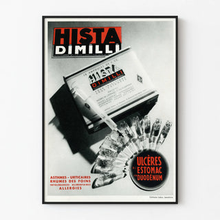 Vintage His­ta-Dimilli Injection advertising poster