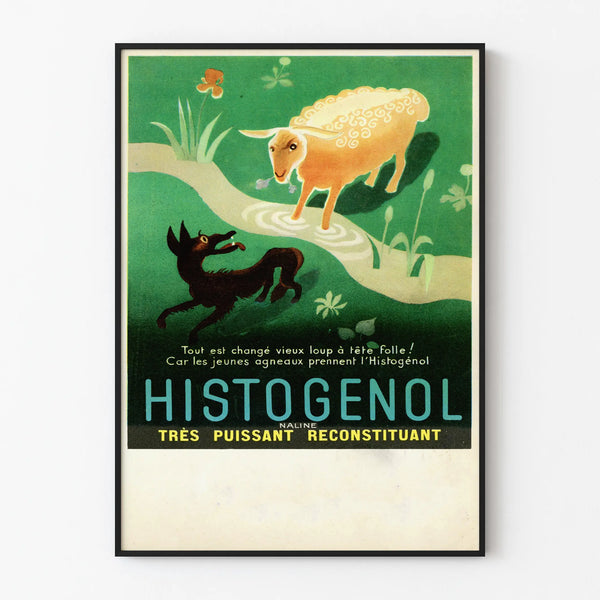 Vintage Poster Histogenol - Illustrated Wall Decoration with Lamb and Wolf