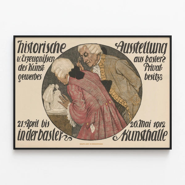 Vintage Poster for Historical Exhibition of Artistic Craftsmanship - Basel 1912 — framed artwork on a wall