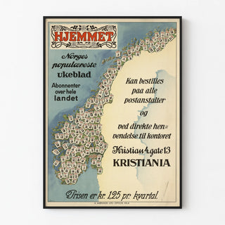 Vintage poster Hjemmet, popular Norwegian women's magazine