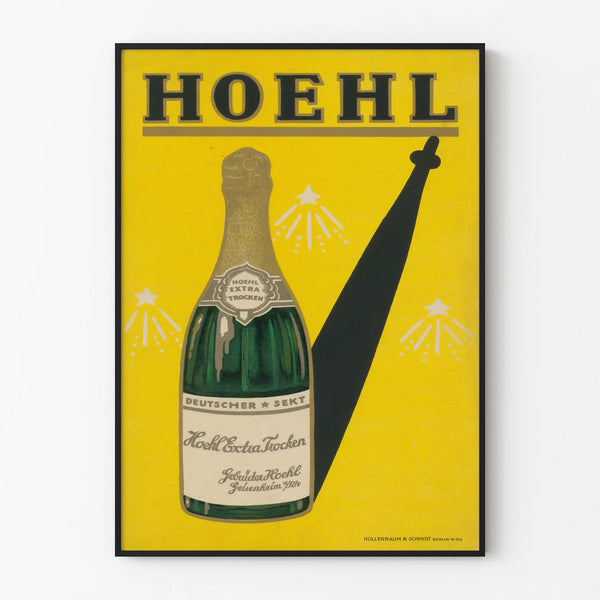 Vintage poster of Hoehl Extra Trocken sparkling wine bottle