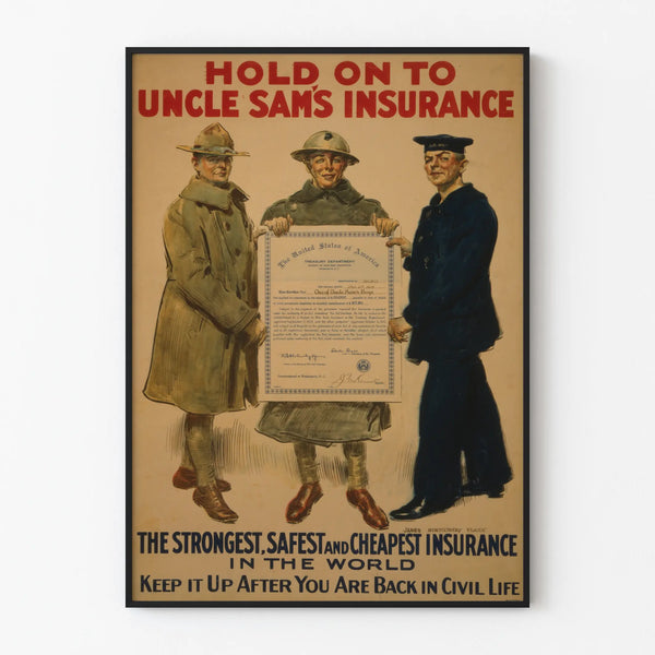 Vintage Poster Military Wall Decoration Uncle Sam Insurance