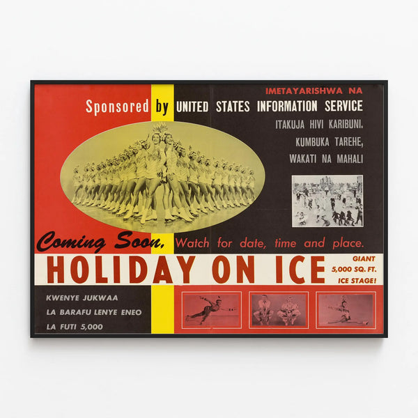 Vintage Holiday on Ice Poster - Retro Wall Decoration Artem Legrand — framed artwork on a wall