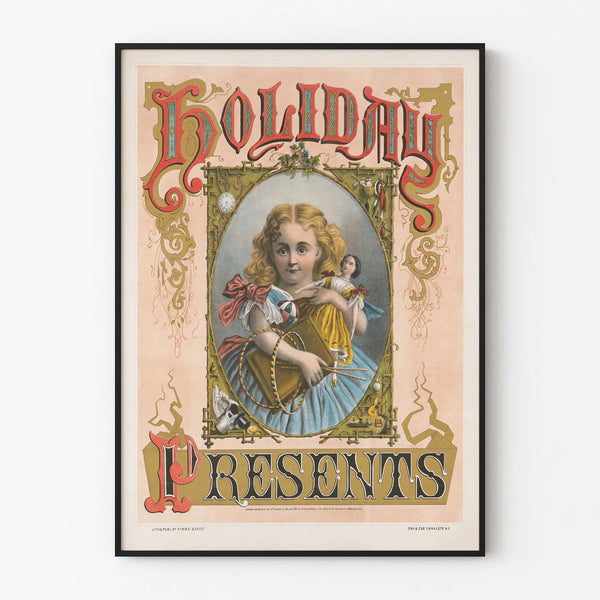 Vintage Holiday Presents Poster for Festive Wall Decoration