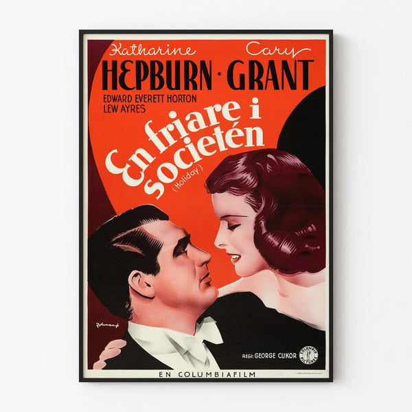 Vintage Film Poster Holiday Katherine Hepburn & Cary Grant