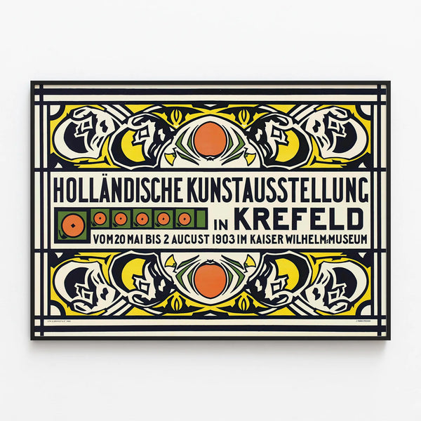 Art Nouveau Poster Dutch Art Exhibition in Krefeld 1903 — framed artwork on a wall
