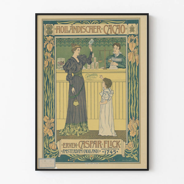 Vintage poster Hollandischer Cacao - Retro Art Nouveau wall decoration